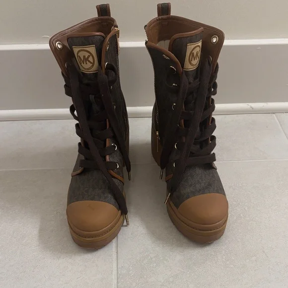 Michael Kors Dark Brown and Black High-Top Boots - Picture 1 of 2